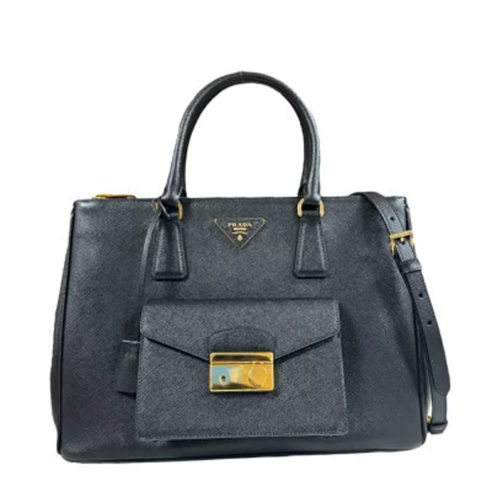 Prada Saffiano Shoulder Bag Leather Black